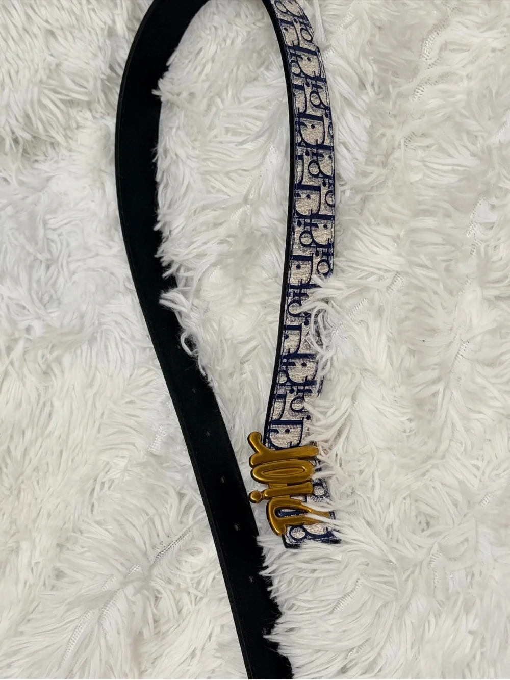 Navy Monogram Webbing kids Belt with Gold Buckle